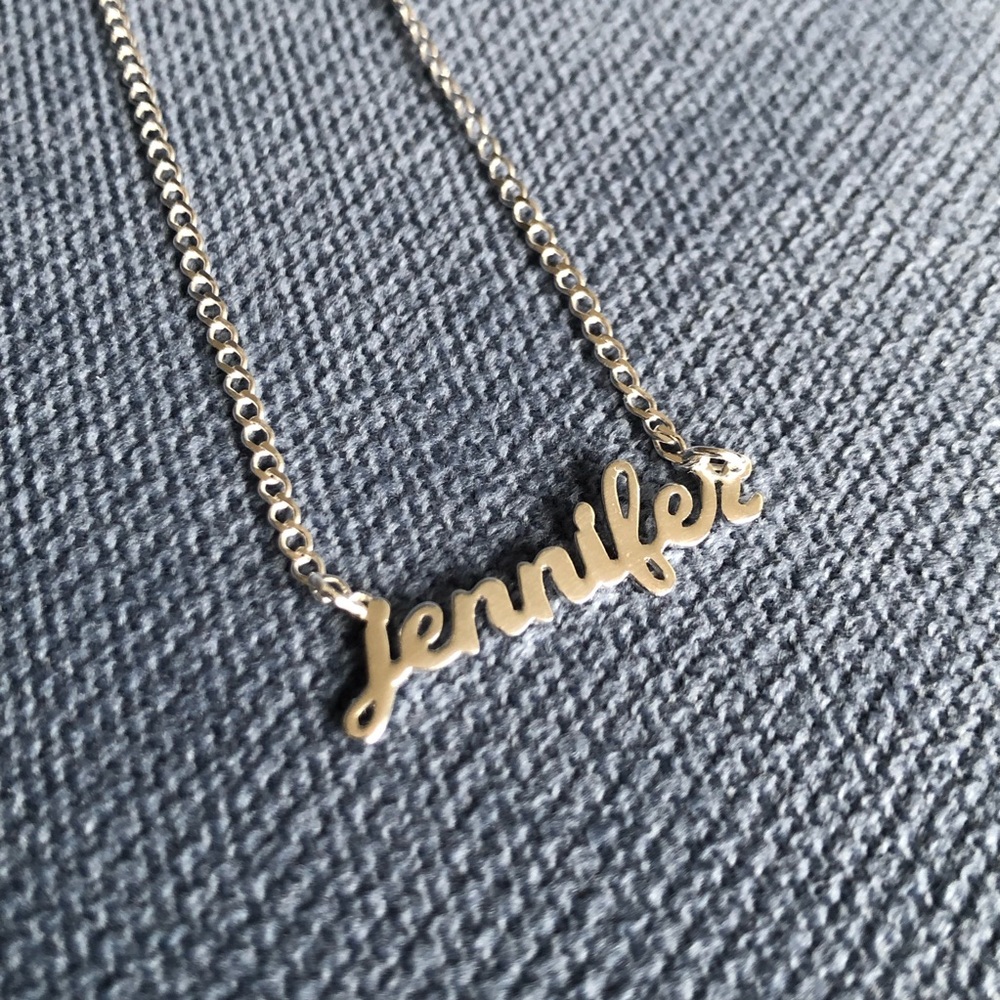 Argento Vivo Personalized 
Jennifer Silver Name Plate Necklace